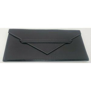 Beautiful Tusk Leather Womens Wallet / Clutch EUC Black‎ with Red Lining